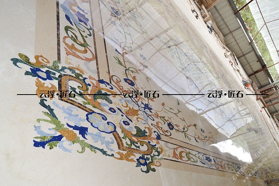 匠石水刀拼花：多種石材的拼接，展現(xiàn)多種美。