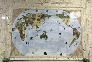 透光墻面世界地圖-水刀拼花