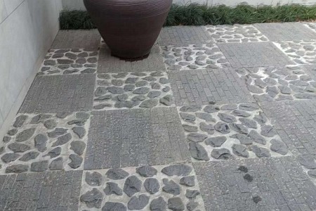 河北黑自然面、菠蘿面、滾石混搭鋪裝