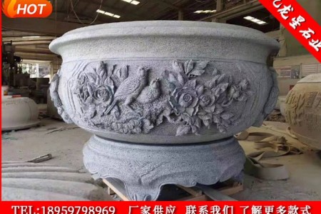 石雕花缽花盆