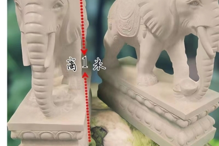 漢白玉石象1米高