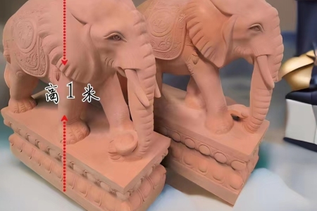 晚霞紅石象1米高