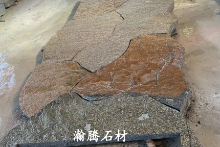 山西黑老石皮景墻、 碎拼、 踏步、坐凳