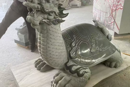 青石石雕龍頭龜石雕龍龜玄武烏龜?shù)袼艿窨虜[件擺設(shè)