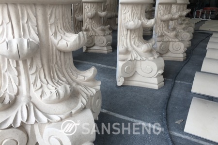 大理石圓柱羅馬柱弧形板雙弧板南斯拉夫白爵士白雅士白水晶白酒店大堂別墅整石外墻
