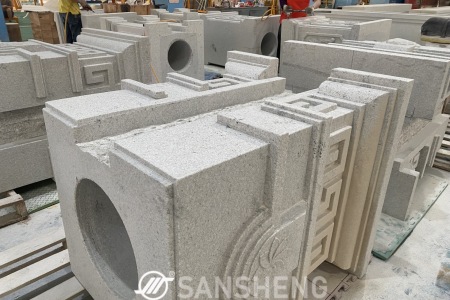 美國白金 整石傳承別墅定制4米整石方柱圓柱