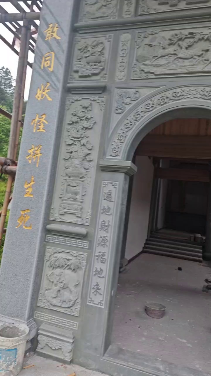 宗祠祠堂石雕青石浮雕青石龍柱門(mén)套雕花板雕刻板浮雕板圓柱方柱