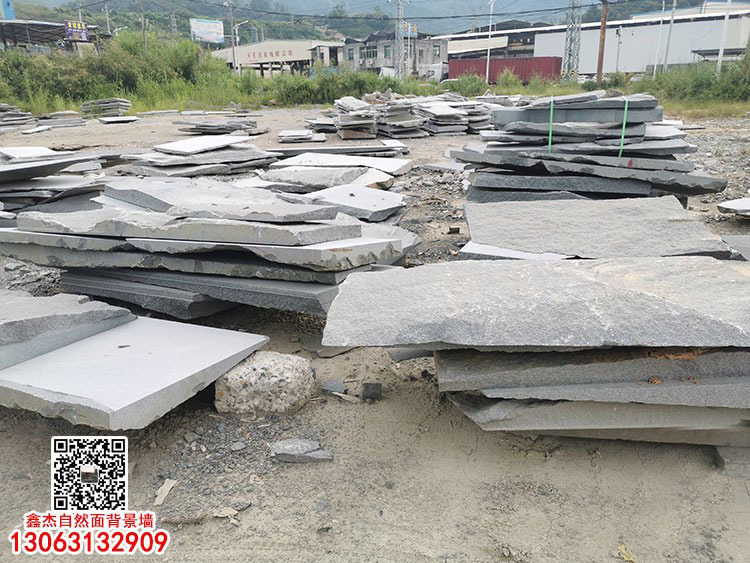 老礦芝麻黑自然面背景墻G654石材文化石電視背景墻